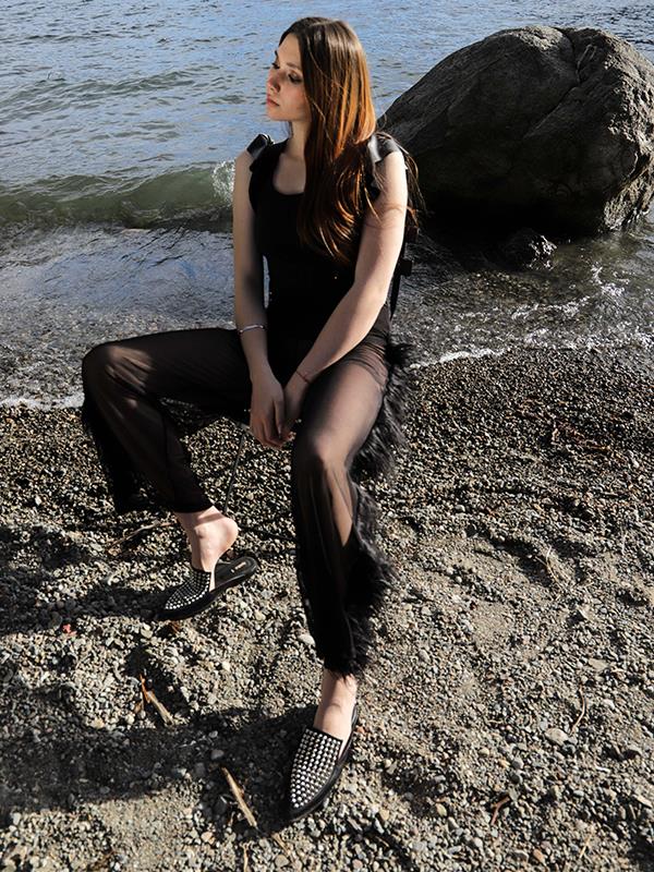 Pantalon palazzo de cashmere