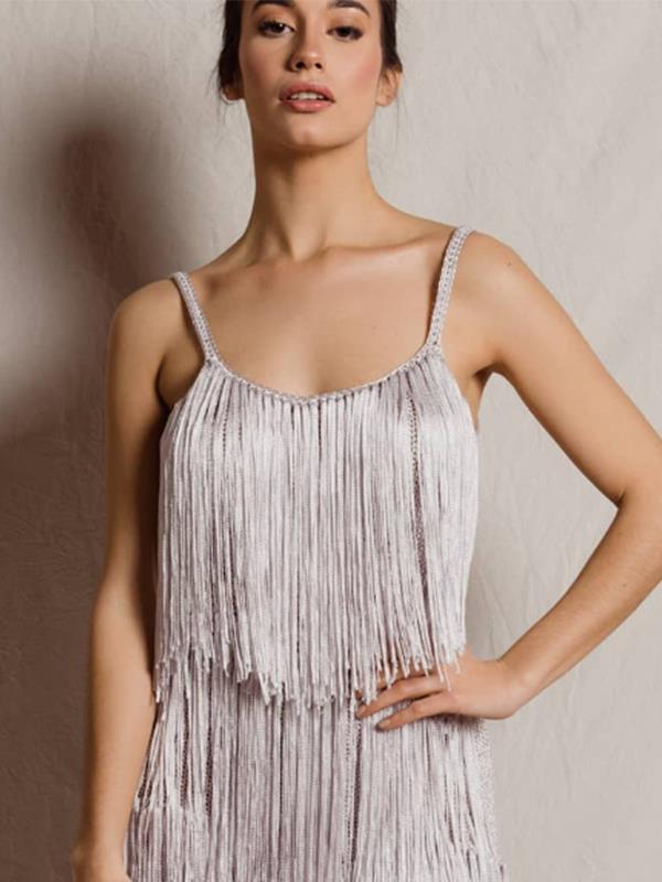 Top con flecos de hilo de seda 