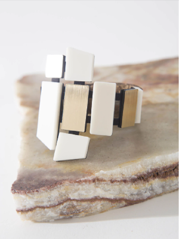 Brazalete Piet Large - Oro & Blanco